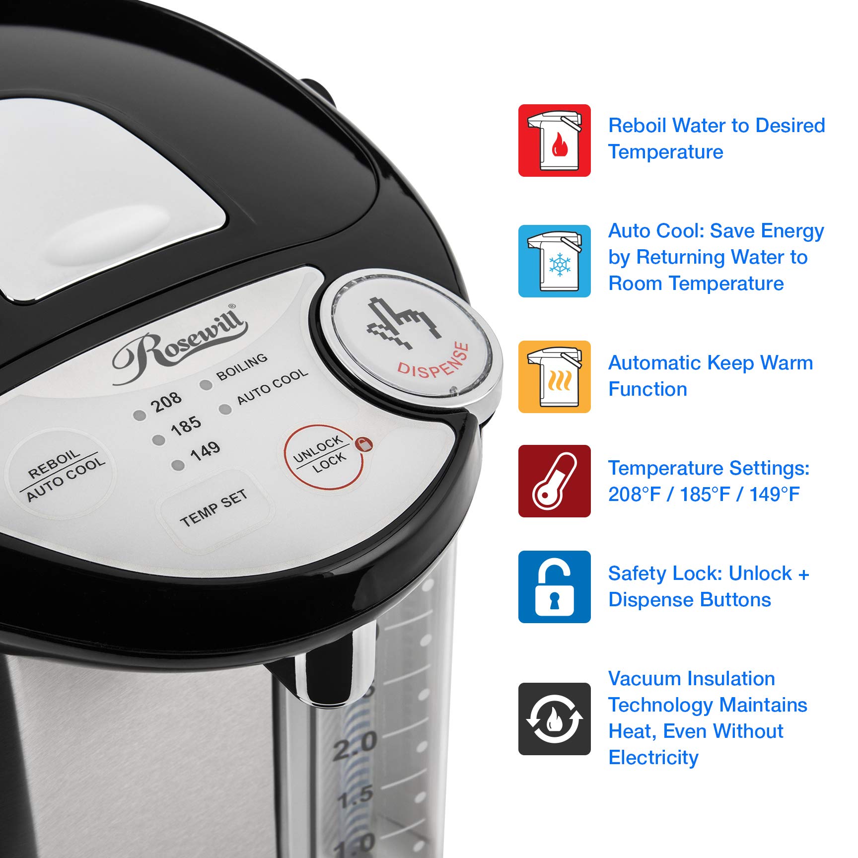 Amazon.com: Rosewill Electric Hot Water Boiler and Warmer, 4.0 Liter Hot  Water Dispenser, Stainless Steel / Black RHAP-16002 : Home u0026 Kitchen