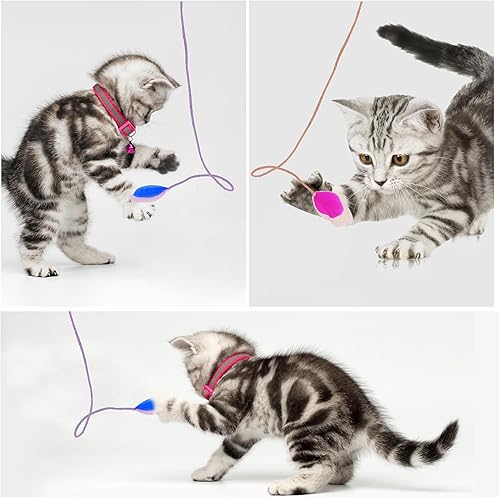 Miniatura 5 de simarro 3 piezas de juguetes de varita de plumas para gatos, juguete interactivo para gatos de interior y adultos, juguetes coloridos para gatos de