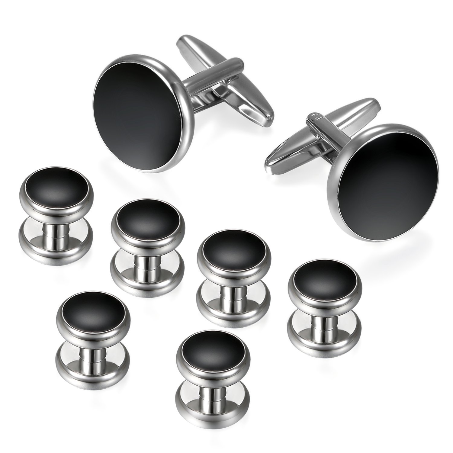 JewelryWe Spinki do mankietów dla mężczyzn: 3/6 par okrągłych prostokątnych kwadratowych ośmiokąt kula stras spinki do mankietów mężczyźni stop spinki do mankietów guziki prezent na ślub, zaręczyny,