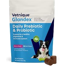 Vetnique Glandex Probiotics for Dogs Chews 30ct, Prebiotics &amp; Enzymes | Dog Probiotics for Digestive Health, Bacon Flavor Gut Support, Vet Formulates for Occasional Diarrhea Digestive Enzymes