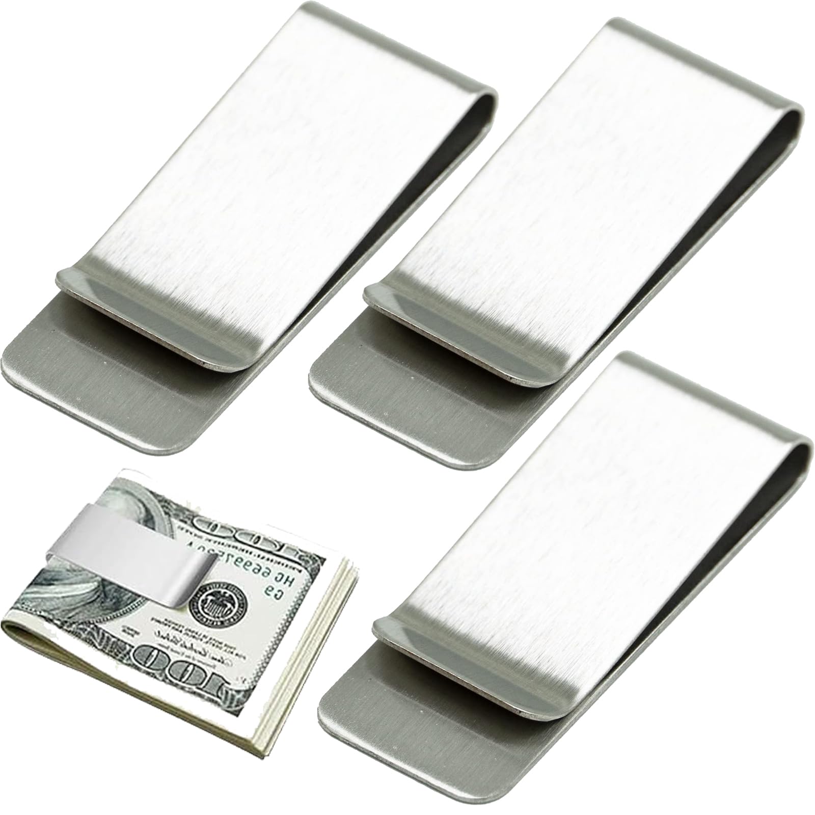 3PCS Money Clip, Money Clip Wallets for Men, Clip Wallet for Men, Cash Clip, Cash Holder for Men, Money Clipper Wallet for Men, Slim and Simple Design, Brass and Stainless Steel（Silvery）