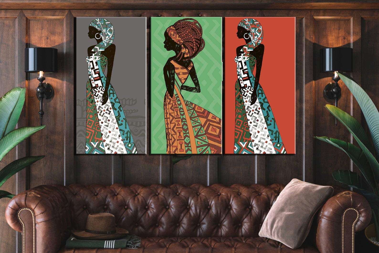 MCZQT Canvas Hd Prints Artwork 3 Pieces Women Poster Wall Home Decoration Painting Modular Pictures for Living Room Framework 50X100Cmx3Pcs Frame