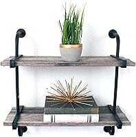 Vista 1 de BARNWOODUSA Estante de madera rústico con 2 tablones, repisa de pared de granja, gris envejecido natural