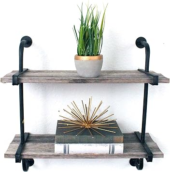BARNWOODUSA Rustic Wooden Shelf with 2 Planks, Farmhouse Wall Ledge, Natura | Rustic Wooden Shelf with Ideal for home decor. Easy installation. Rustic style.