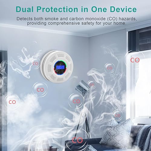 Miniatura 2 de Detector de monóxido de carbono de humo interconectado inalámbrico, funciona con pilas, combinación interconectada de humo y monóxido de carbono con