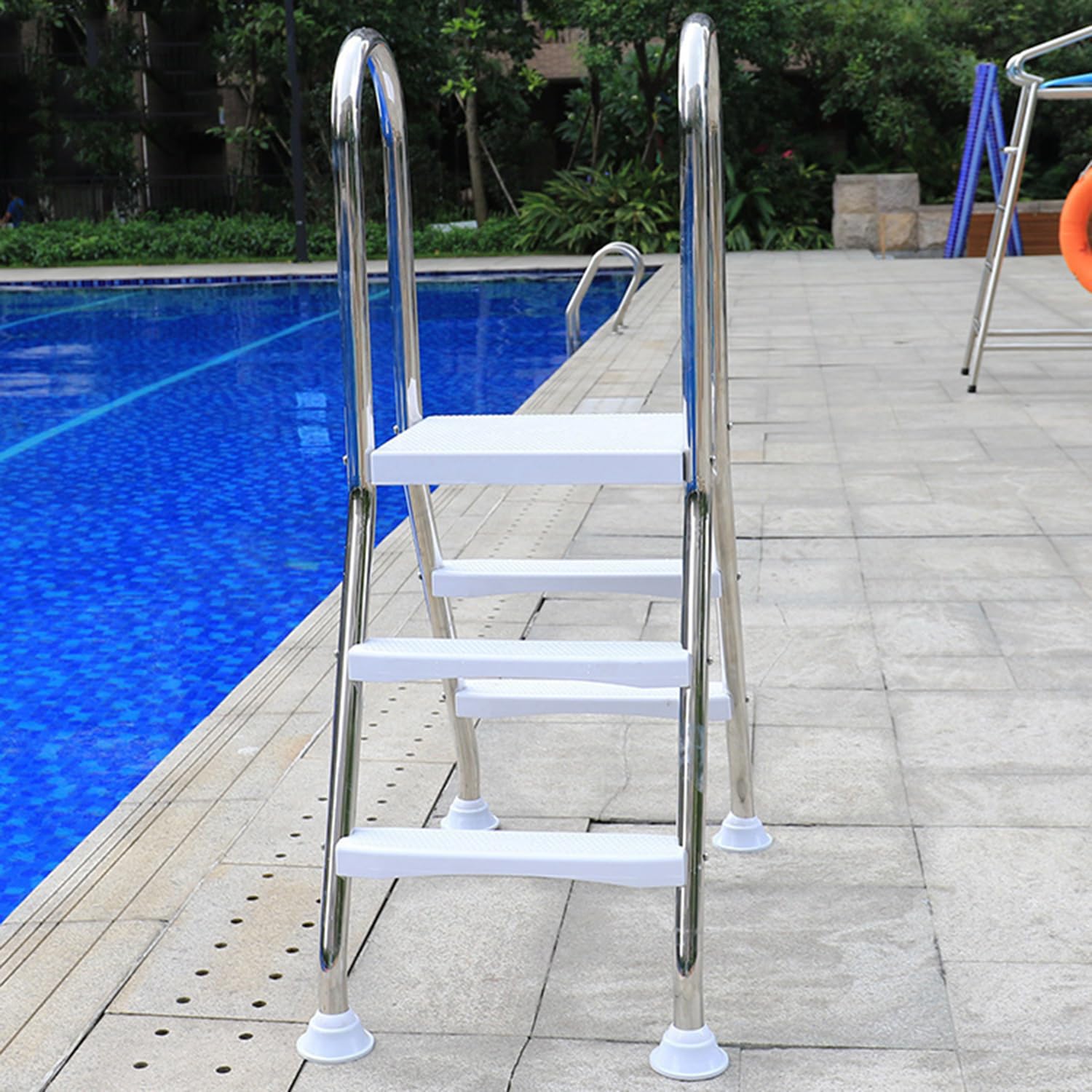 Escalera para Piscina elevada, de Acero Inoxidable 304, para Piscina elevada, Accesorios metálicos, 2 escalones