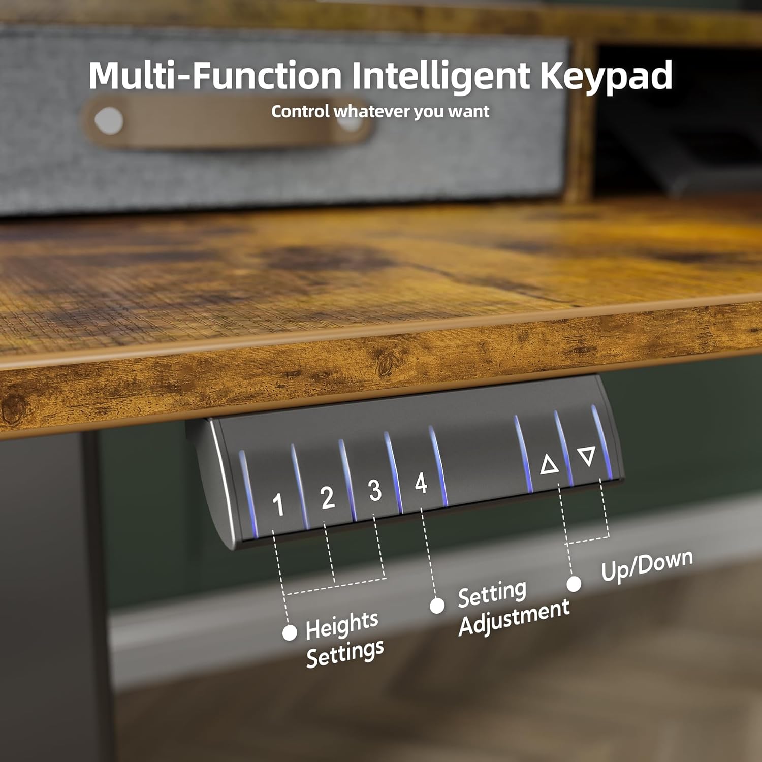 Claiks Dual Motor 63" L Shaped Standing Desk with Drawers, Electric Height Adjustable Standing Desk with Monitor Stand & Splice Board, Black Frame/Rustic Brown Top