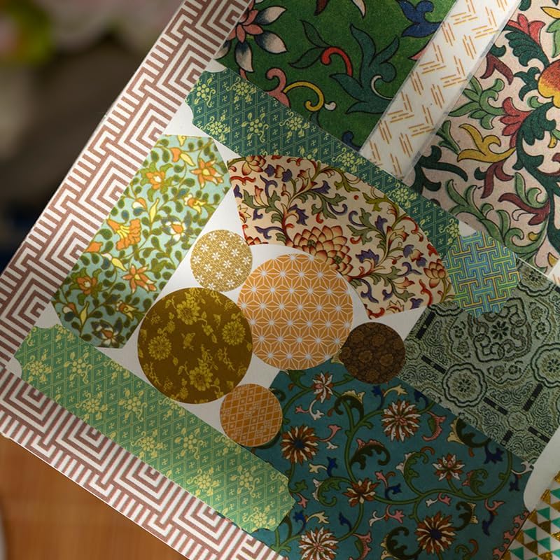 Alideco 120pcs Vintage Scrapbook Paper,Vintage Pattern Handbook Scrapbooking Paper for Journaling Supplies, Decorative Craft Paper for Junk Journals（huasenishang）