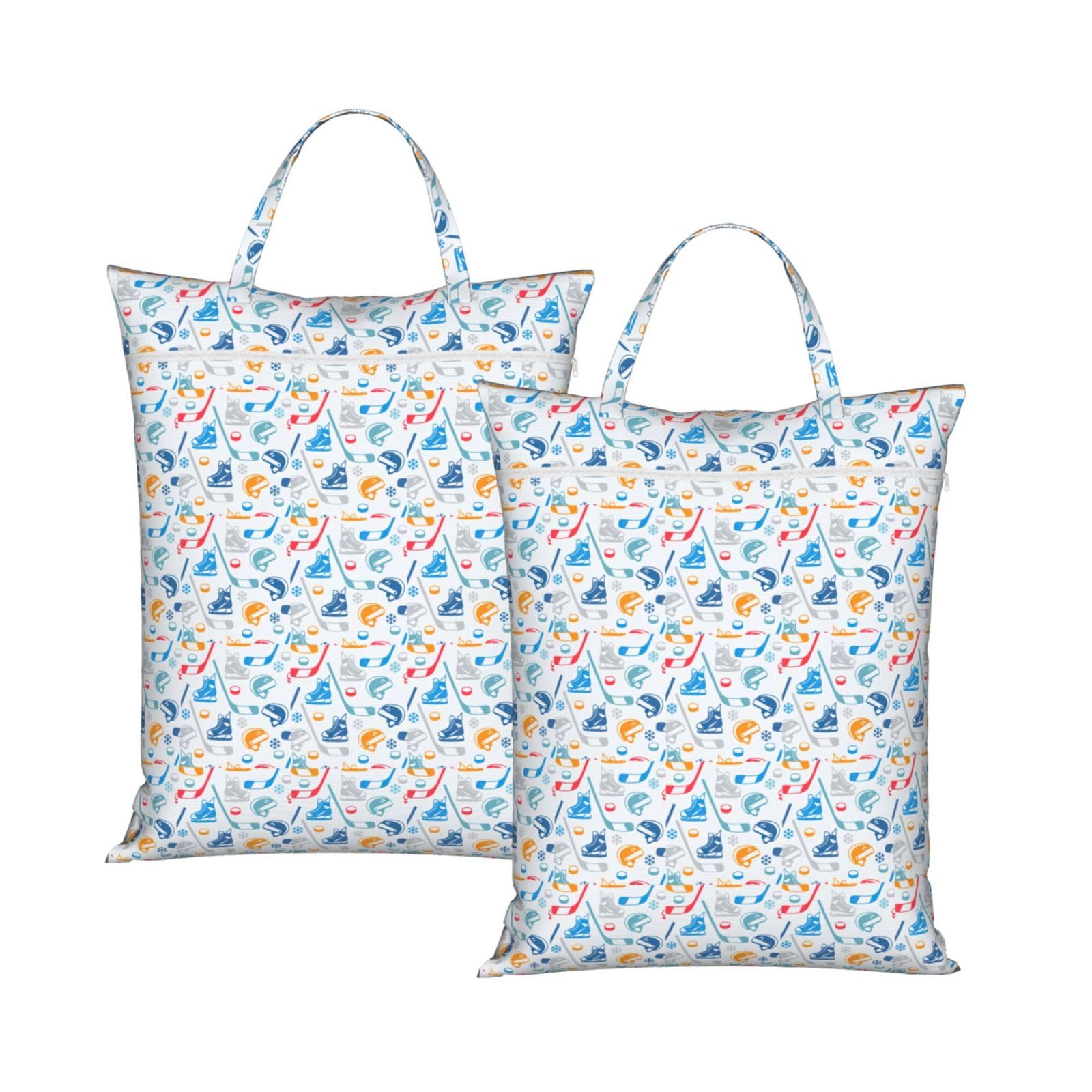 Hockey Elements Creative Patterned Print Travel Laundry Bag Foldable Lightweight Camping Beach Dorm Weekend Getaways