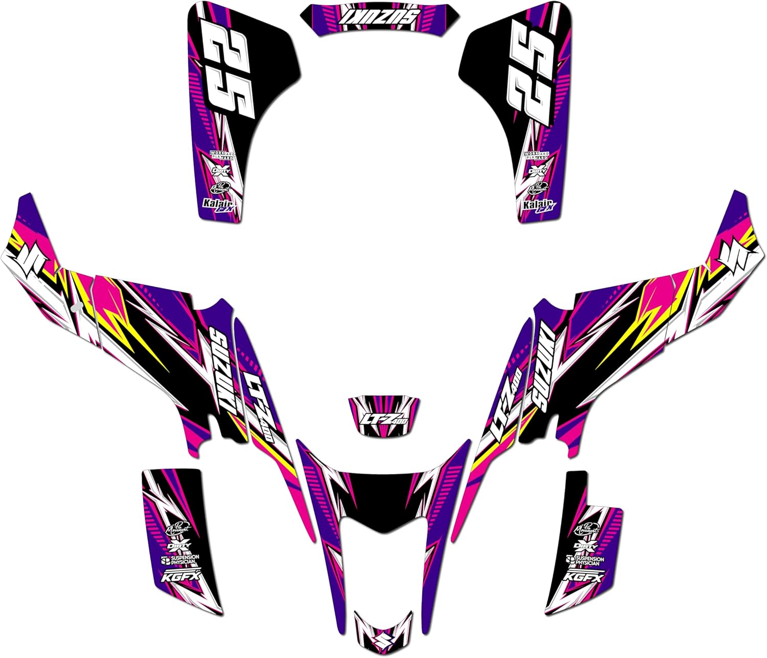 Graphics Kit for Suzuki LTZ 400 (2003-2008) Shred Series Purple 16 Mil-Dirt Bike Custom Racing Graphics Decals Stickers Kit, no-Plastics