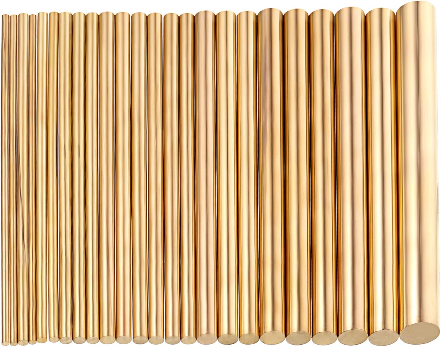Hotop 24 Pcs Brass Pin for Knife Handles Round Brass Rods Assorted Diameter 1.5-8 mm for 100 mm Length Dowel Rivet Lathe Bar Rod Stock for Knife Making Drift Punches Shaft DIY Craft Model Plane Ship