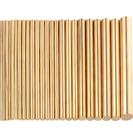 Hotop 24 Pcs Brass Pin for Knife Handles Round Brass Rods Assorted Diameter 1.5-8 mm for 100 mm Length Dowel Rivet Lathe Bar Rod Stock for Knife Making Drift Punches Shaft DIY Craft Model Plane Ship