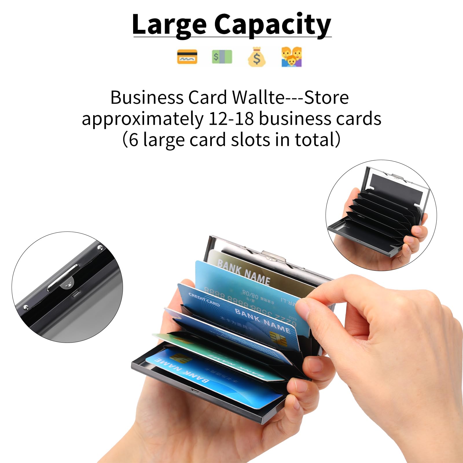 LOUEBICA Stainless Steel Credit Card Wallet RFID Blocking Metal Case Pocket Business Card Holder for Women and Men