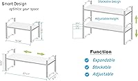 Vista 21 de Expandable Shelf for Cabinet Organizer Adjustable Stackable Spice Rack at Kitchen and Bathroom More, Counter Countertop Cupboard Organization Pantry
