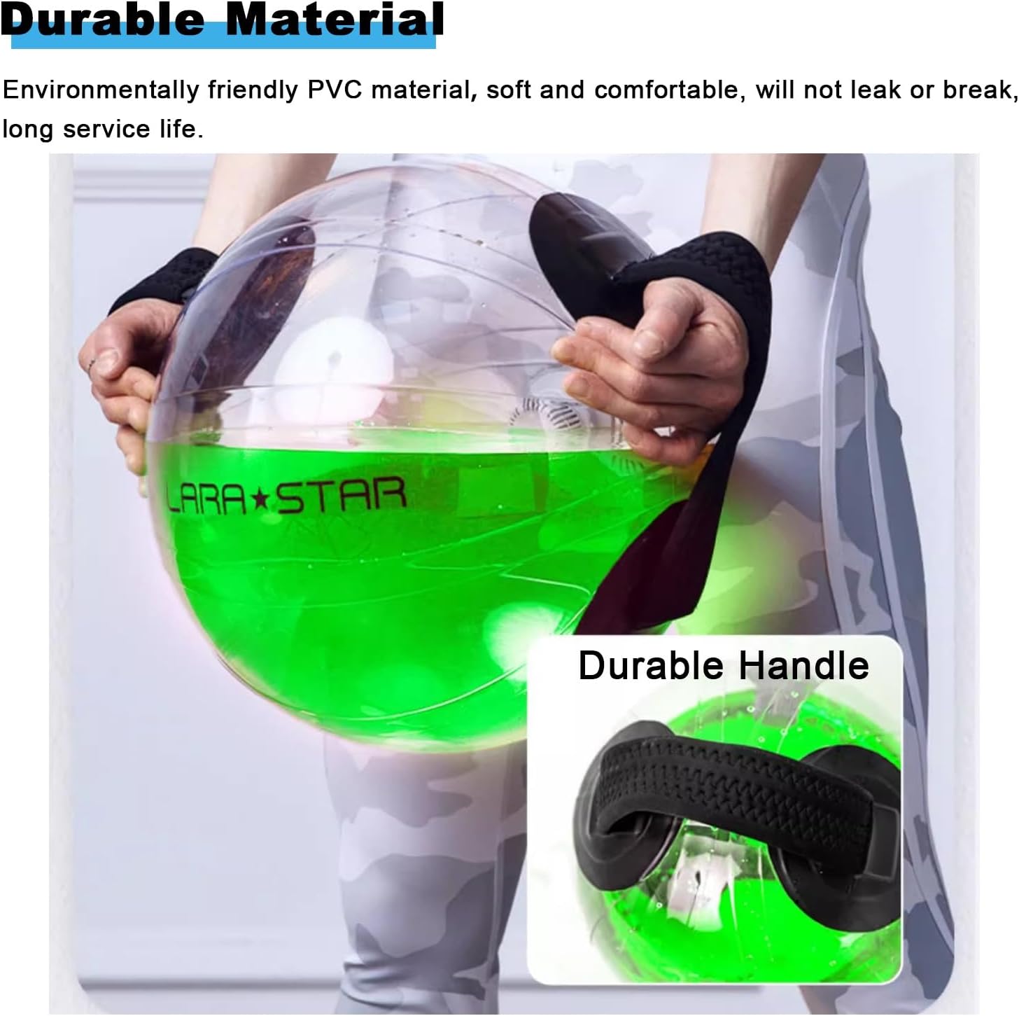 Fitness Weights Water Bag Sphere, Flexible Power Training Bags Lifting Sandbag for Yoga/Squats/Speed, Portable Clear Running Workout Tool with Pump