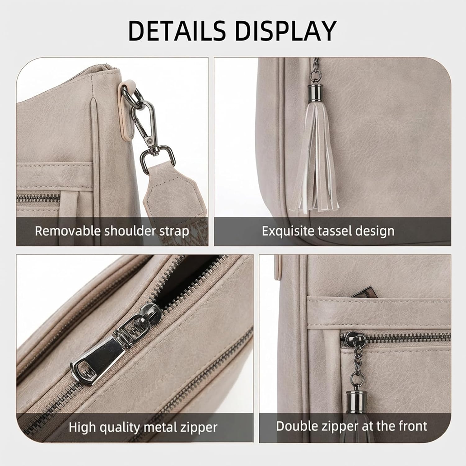 MEITRUE Crossbody Bags for Women Trendy,Vegan Leather Medium Crossbody Purse with Tassel Lightweight Shoulder Handbags