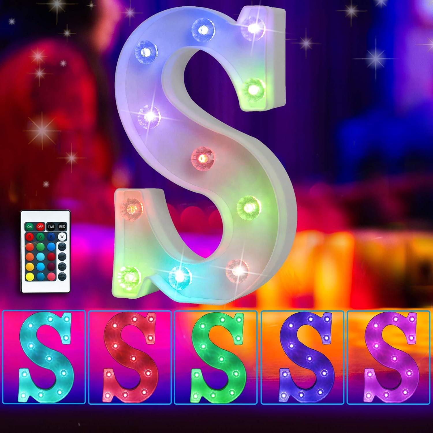 Colorful Marquee Light Up Letters with Remote Control Color Changing Light Up Letters Sign 16 Colors Lighted Letter with Lights for Home Wall Girls Bedroom Decor Christmas Wedding Birthday Party-S