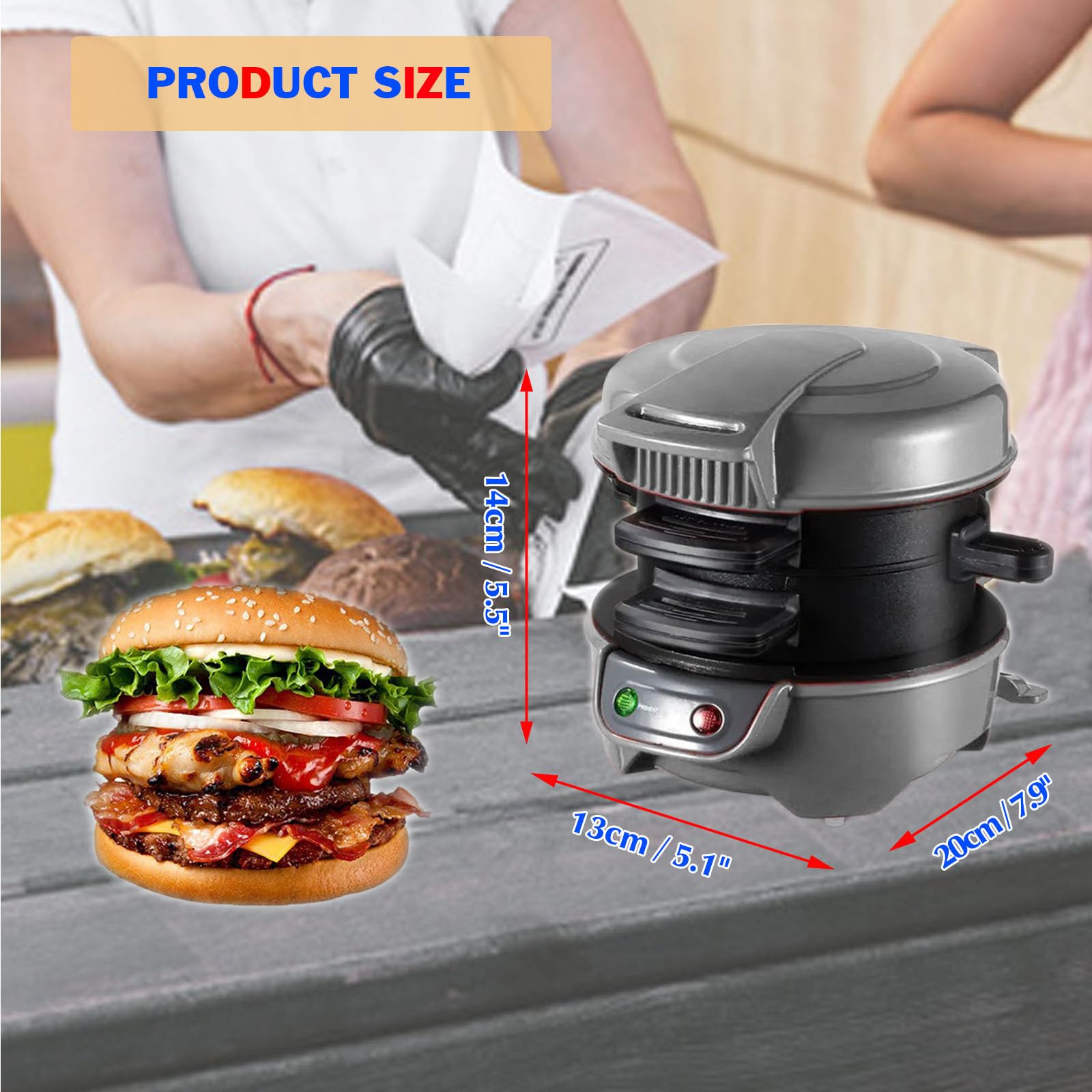 Tostiera Sandwich Maker, Pressa Per Panini Con Anelli Per Uova E Timer, Macchina Per Hamburger Piastre Antiaderenti, Per Hamburger, Panini, Toast, Waffle, Colazione Presto (Grey)