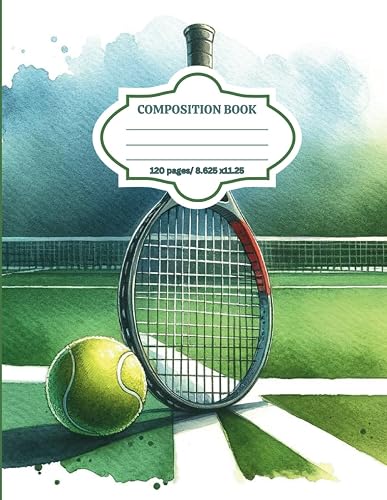 Composition Notebook : Game, Set, Match: Tennis Composition Notebook: College Ruled Lined Paper 120 Pages : For School Kids , Teens,and Adults