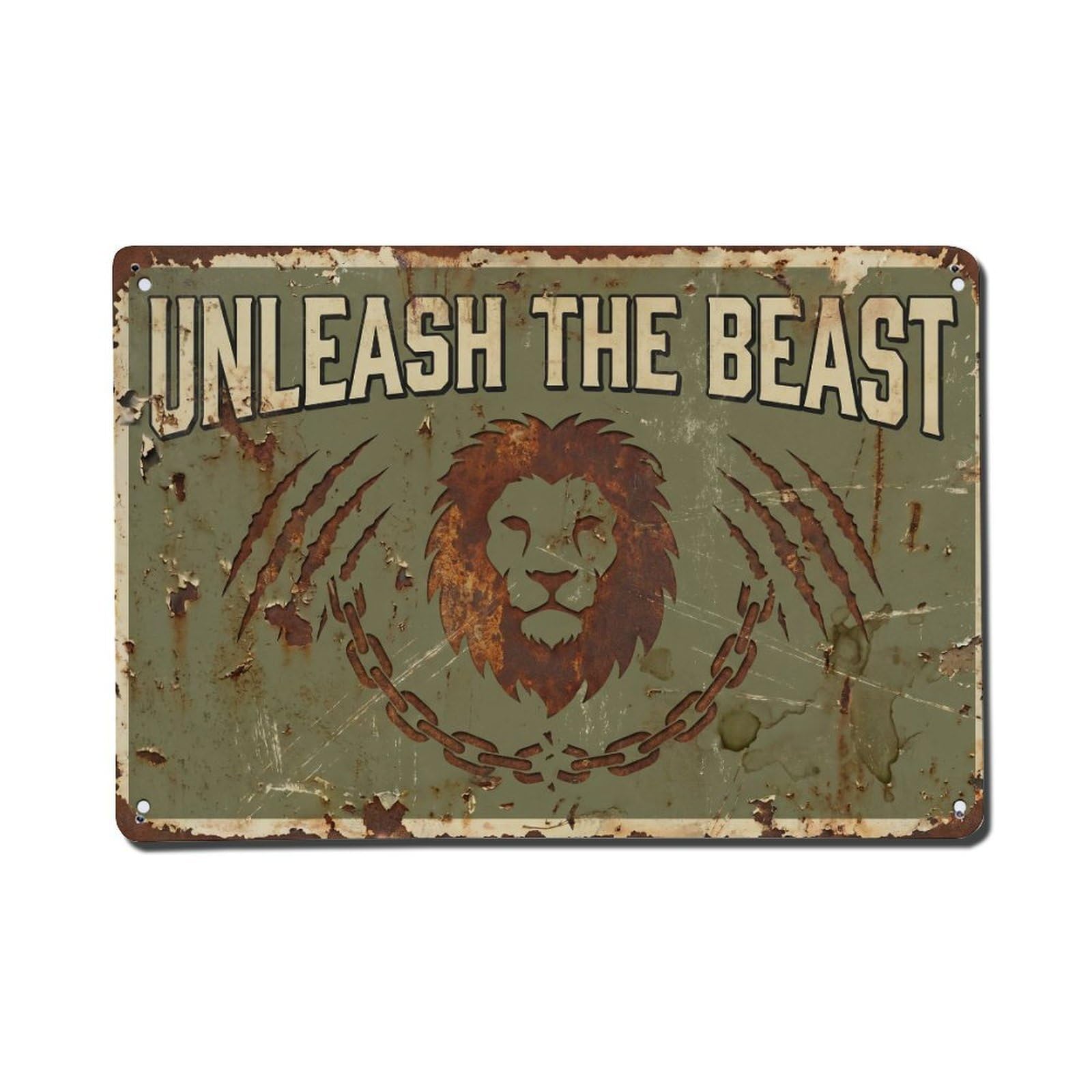 Unleash The Beast Warrior Retro Motivational Slogans Vintage Metal Tin Sign Wall Decor for Cafe, Club, Garden Metal Poster 8x12Inch