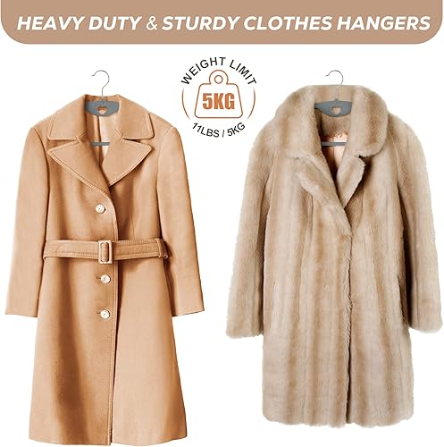 Miniatura 2 de Paquete de 50 perchas de plástico grises sin golpes de hombro, colgador de plástico ultra fino para ahorrar espacio, trajes, ropa de trabajo pesado,