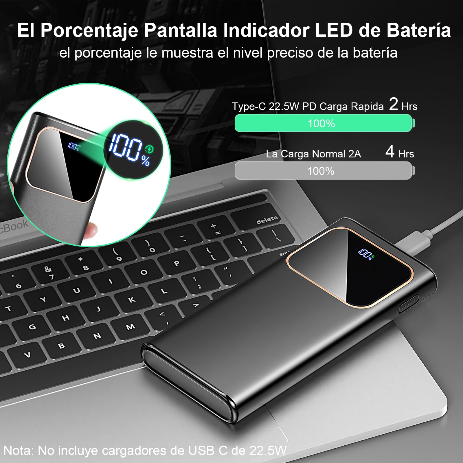 2026 Power Bank Fast Charging,Bateria Externa Carga Rapida 10000mAh 22.5W Cargador Portatil con Entrada y Salida USB C, Patalla LED para iPhone 17/16/15/14 Air Pro MAX Plus Mini, para Samsung Android — view 5