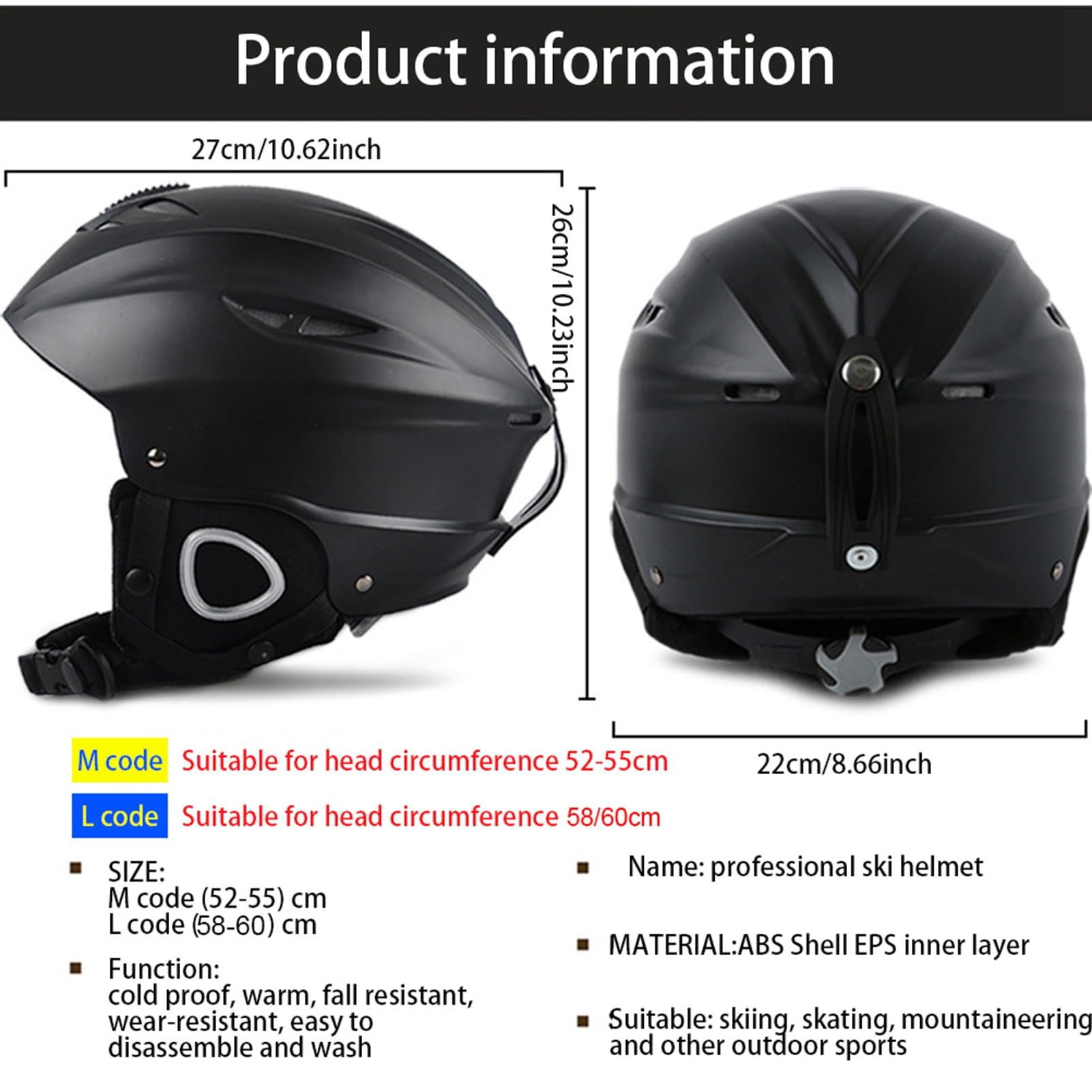 Casque de Ski pour Adulte, Design Léger et Réglable pour Les Sports de Neige, avec Lunettes, compatibilité, 1 Pièce, Options de Couleur