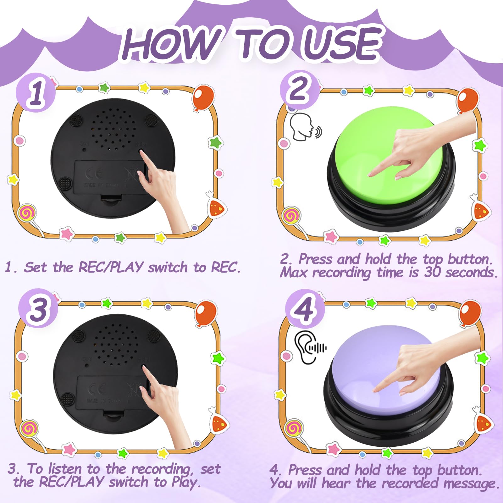 5 Pièces Chien Entraînement Boutons, Animaux Compagnie Communication Boutons, Enregistrable Boutons de Réponse Parlant, Dressage Buzzer pour Chien Chiots et Chat