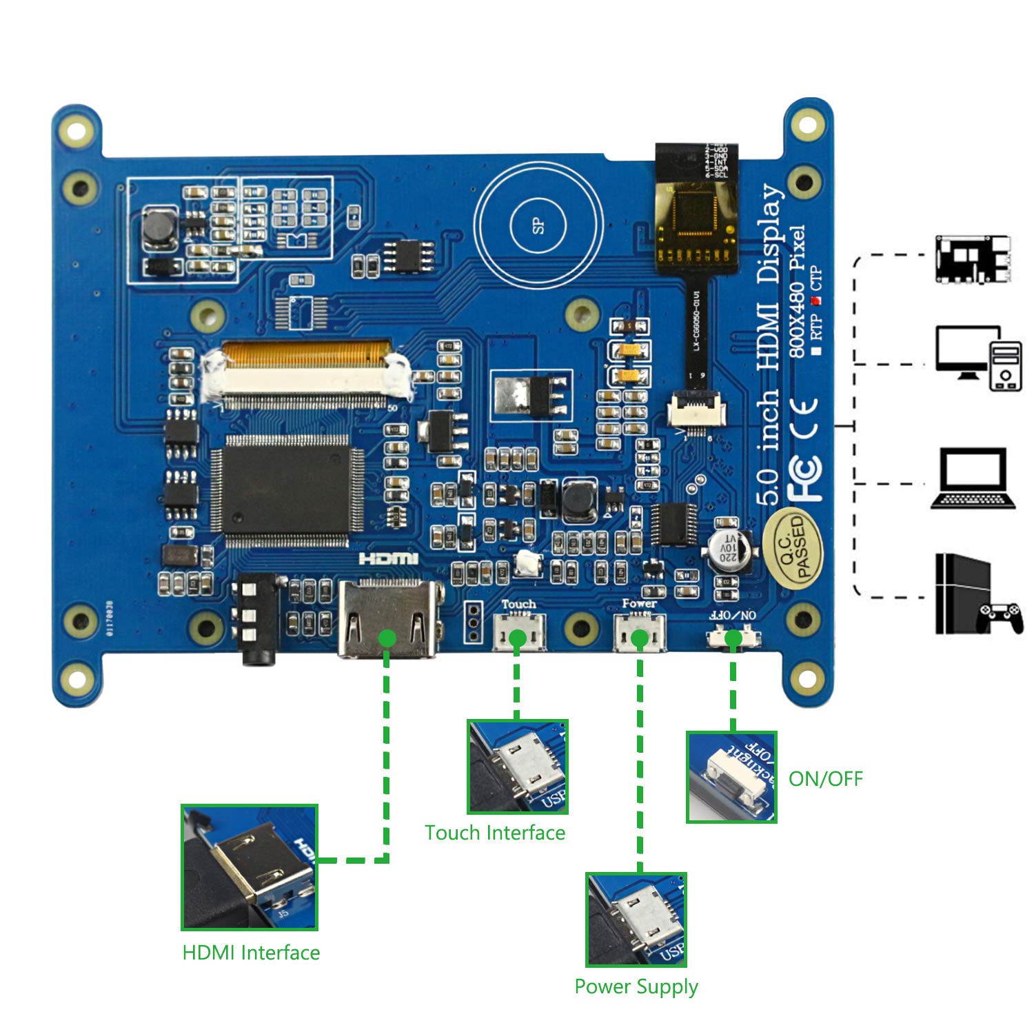 Raspberry Pi 4 Model B + 5インチHDMIディスプレイ Amazon.co.jp: GeeekPi 5インチHDMIモニターLCD抵抗膜方式タッチ