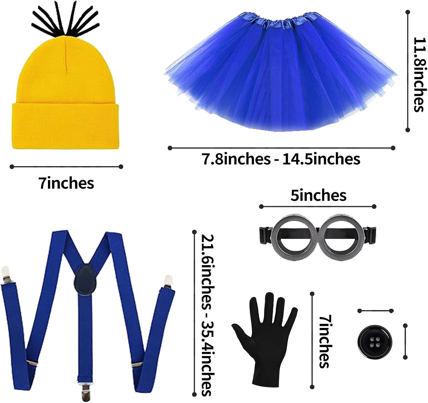 12 Pcs Halloween Cosplay Accessories Set for Adults Duo Yellow Beanie Blue Skirt Couples Families Party Role Cos