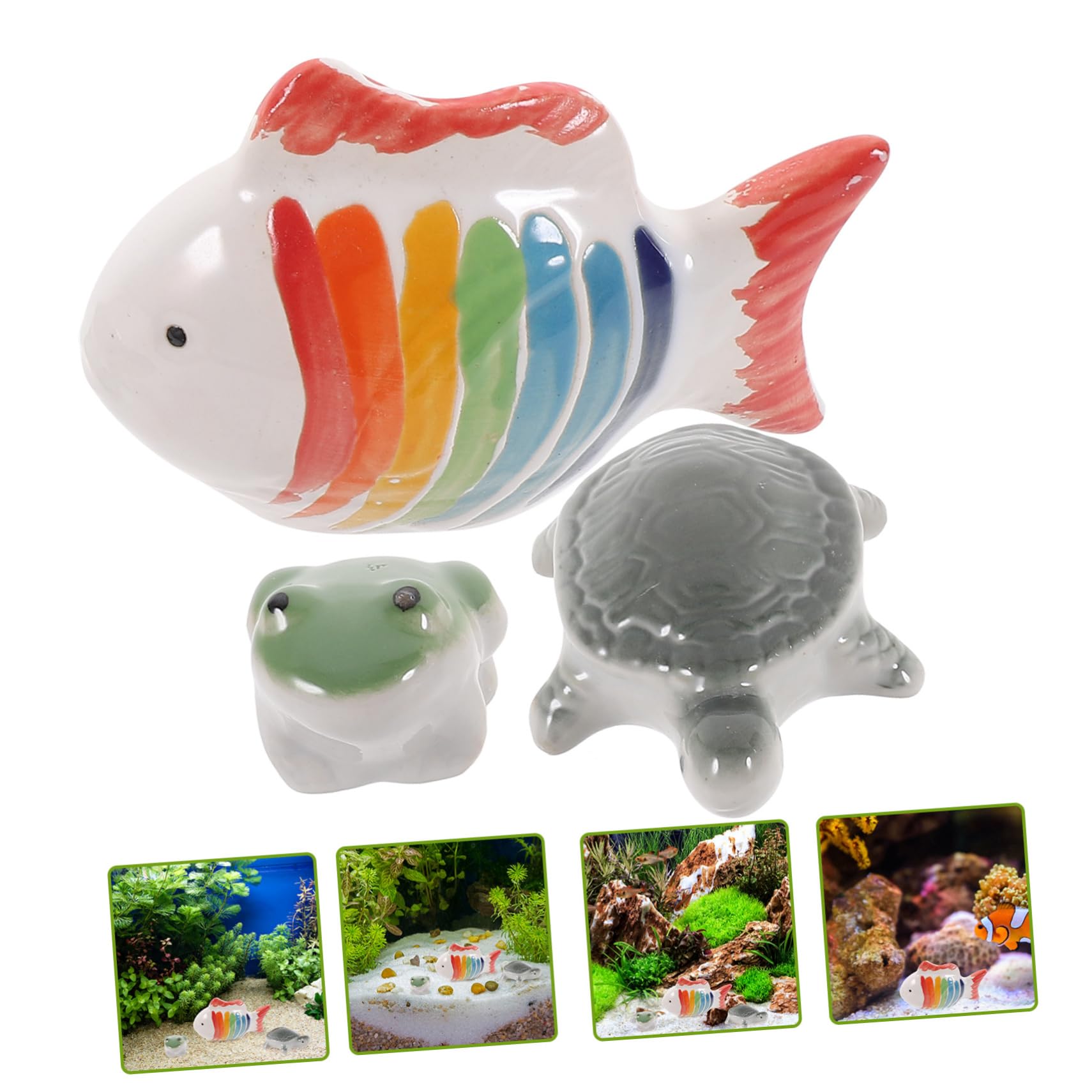 BESPORTBLE 4 Ensembles Méduse Réservoir Poisson Artificiel Décoration Aquarium Tortue Ornement Céramique Aquarium Accessoire D'aménagement D'aquarium Décorations D'aquarium 3 Pièces * 4
