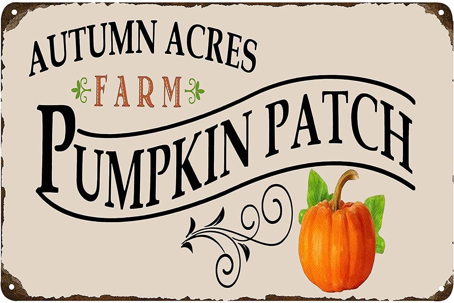 Haosensix Vintage Pumpkin Metal Tin Sign Autumn Acres Farms Pumpkin Patch Poster Wall Decor for Kitchen Signs Farm Decorative Country Home Decor Retro Metal 12x16 Inch