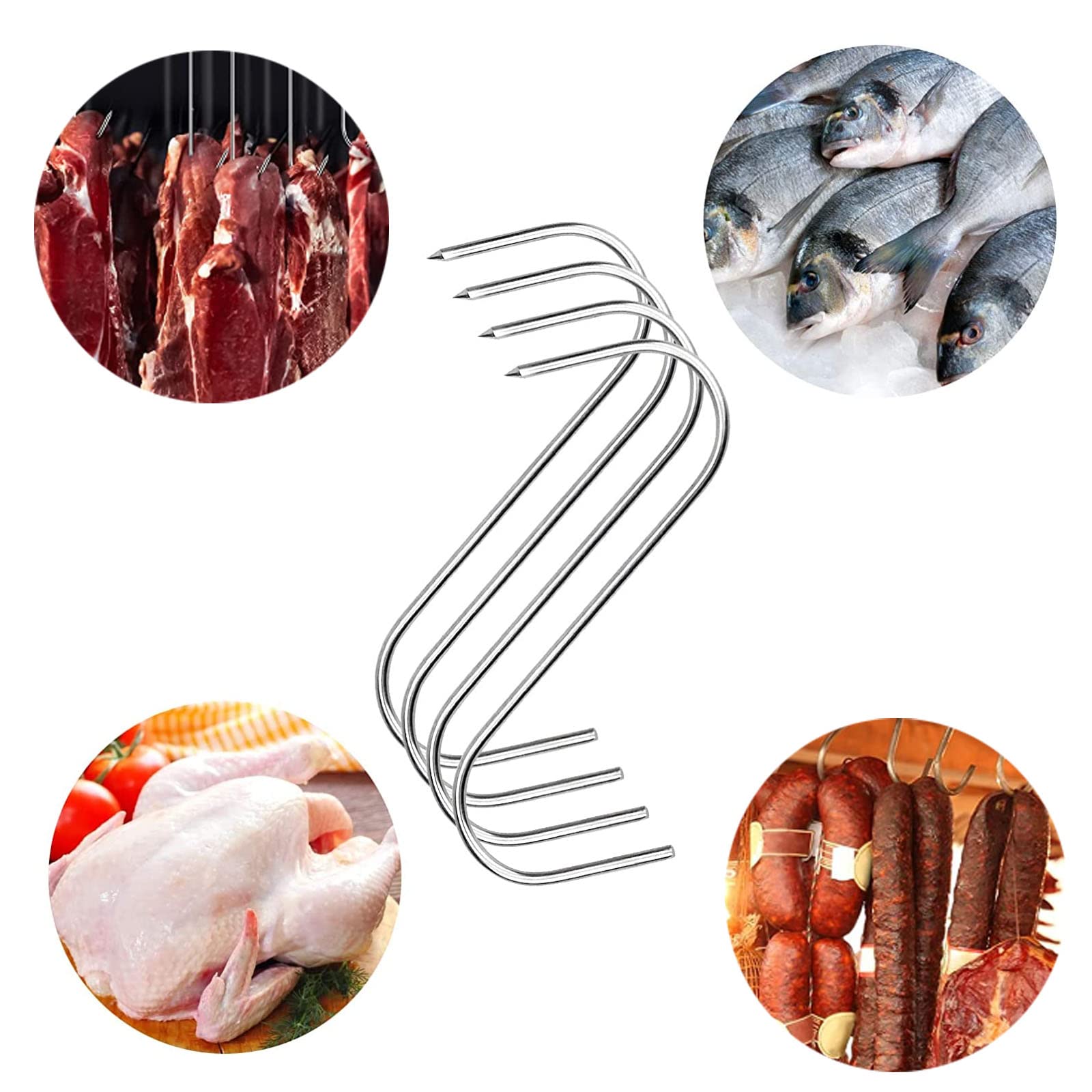 Ganci Per Carne In Acciaio Inox - 30 Pezzi 15cm Per Affumicatura, Barbecue E Cucina - Foto 3