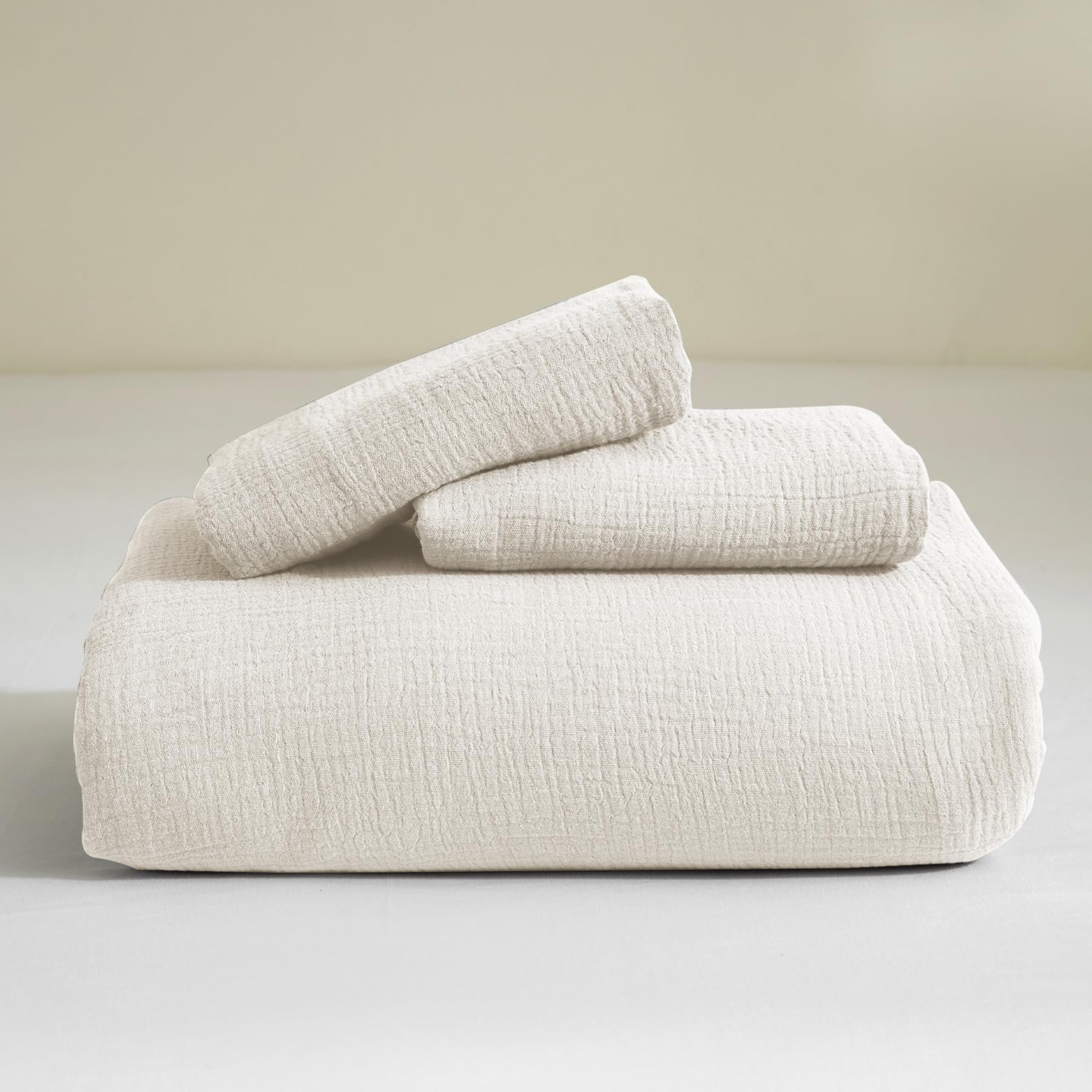 Bailix Premium Musselin Bettwäsche Sets 155x220 3 teilig 100% Baumwolle atmungsaktiv & bügelfrei Bettbezüge 155x220cm + 2er Kissenbezüge 80x80cm Oeko-Tex Bettwäsche-Sets mit Knöpfe Weiß