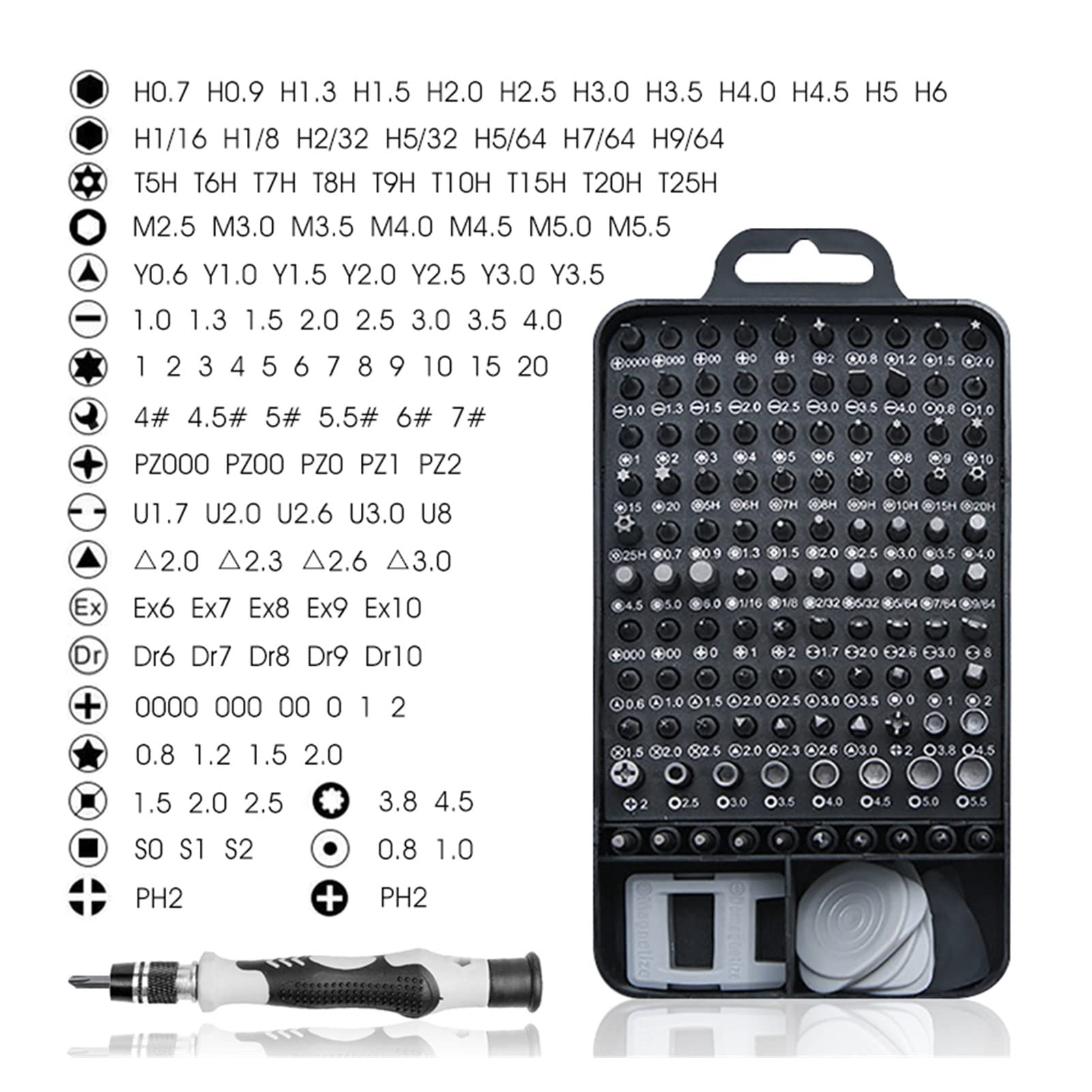 Generic Juegos de destornilladores de precisión Bits de tuerca de tornillo magnético Herramientas de reparación multifunción Herramientas de reparación de computadoras de teléfonos móviles(115Black)
