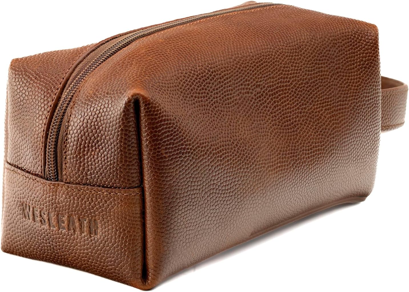 Leather Toiletry Bag for Men – Water Resistant Travel Dopp Kit - Premium Full Grain Leather Cosmetic Case- Perfect Gifts for Him - Mens Toiletry Bag (Honey)