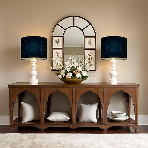 Miniatura 2 de Pantalla de lámpara de tambor futurista para campo de fútbol, diseño de rejilla de neón para lámparas de pie, lámpara de mesa, lámpara colgante de