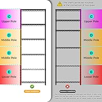 Vista 6 de Estantes de Almacenamiento Ajustables de 6 Niveles, Estante de Metal de Servicio Pesado con Capacidad de 900 LBS, Unidad de Estantería de Alambre