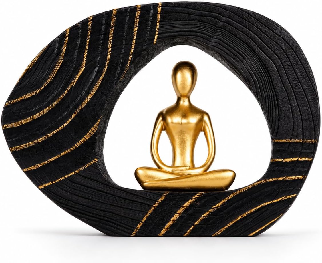 Wood Gold Room Decor Bookshelf Sculpture Zen Office Decor Statue Gift
