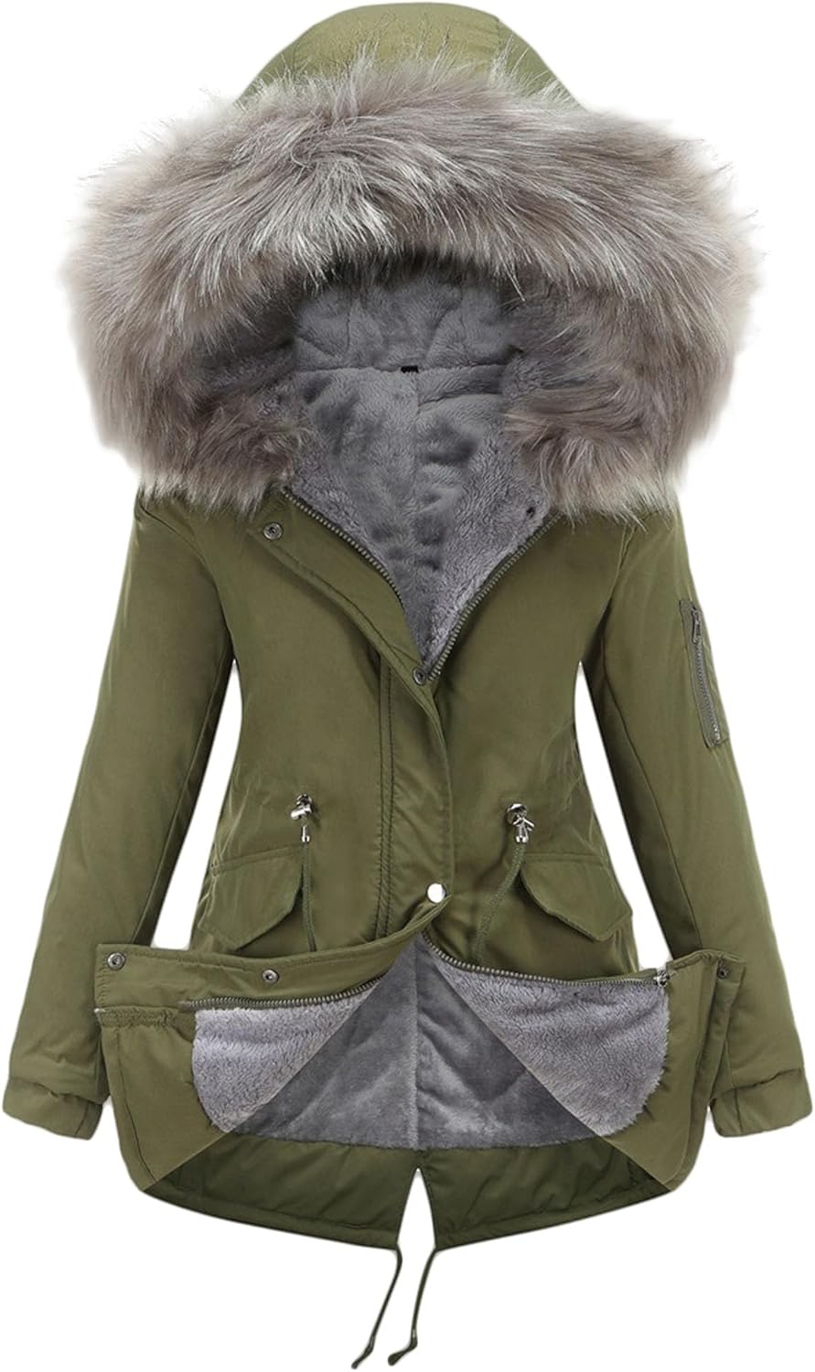 JEKE-DG Women's Fashion Heavyweight Parka Jacket Waterproof Hooded Anorak Jacket Thicken Confort Warm Winter Outerwear