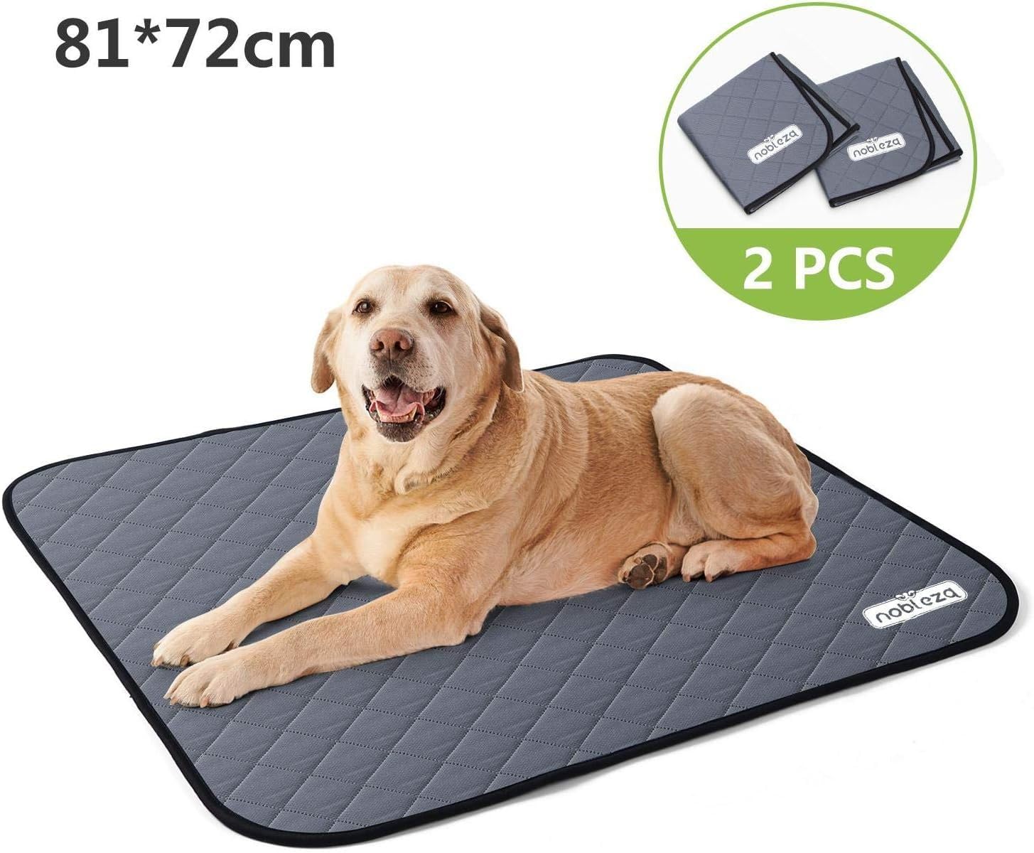 Nobleza Tappetini Lavabili per Cani 71 * 82cm Tappetino Igienici per Cani, 2 Pezzi Riutilizzabile Tappetino da Allenamento per Cuccioli, Tappetini assorbenti Antiscivolo per Cani