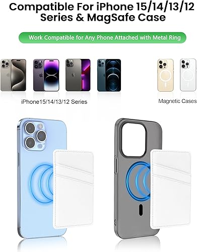 Miniatura 4 de Senose Cartera magnética de cuero para tarjetas compatible con Magsafe Wallet, soporte magnético ultrafino para tarjetas compatible con iPhone