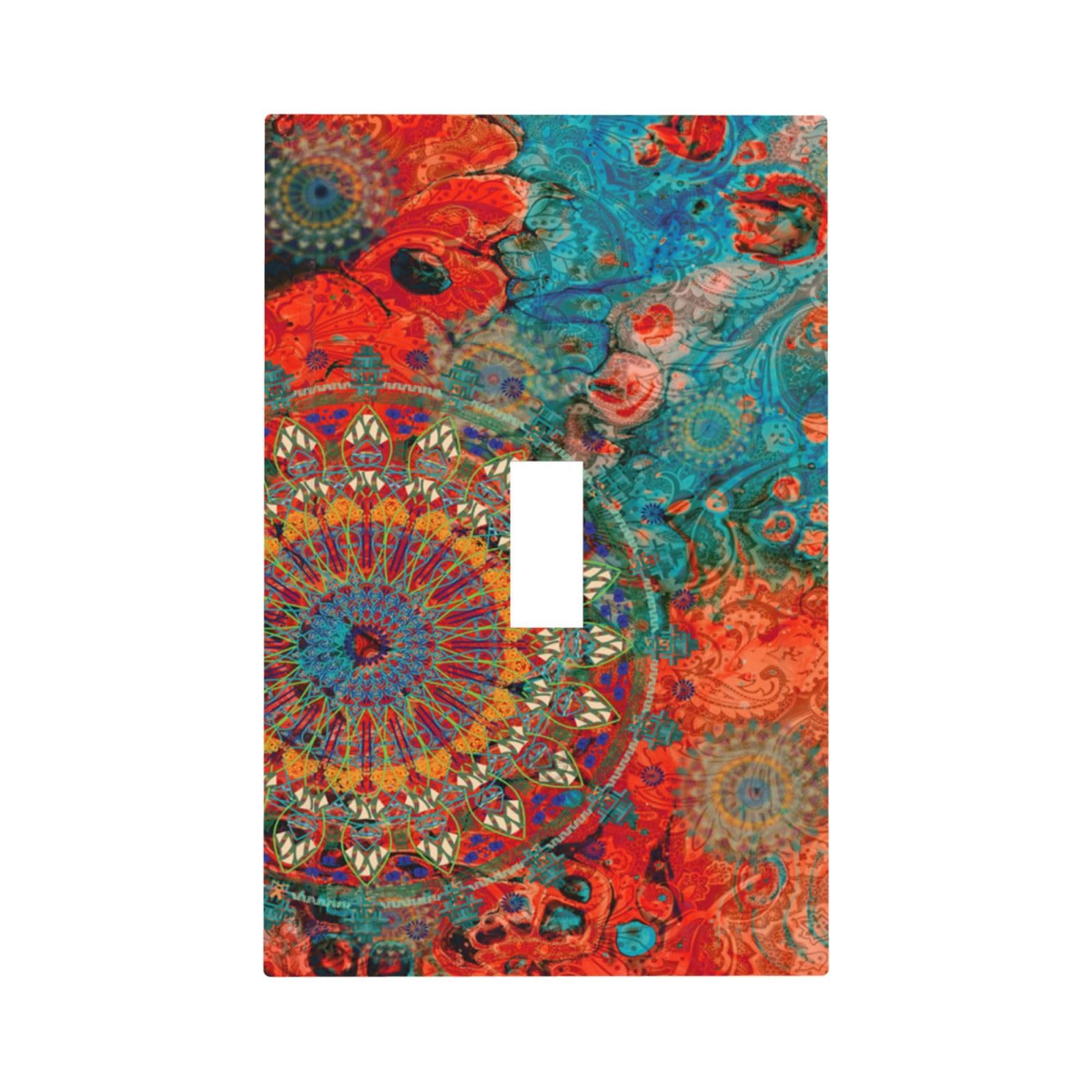 Spshian Light Switch Cover Abstract Mandala Flowers 1 Gang Wall Plate Cover Vintage Colorful Floral Single Toggle Outlet Covers Decorative Switchplate