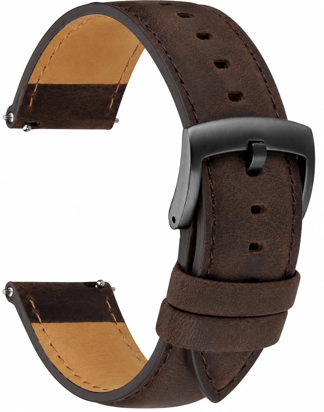TKM Top Grain Leather 22mm Watch Band Straps Compatible for Fossil, Titan, Timex, Casio, Sonata, Fastrack, Maxima, Seiko, Tissot, Citizen etc. | Vintage Elegant Leather Replacement Straps for Men and Women with Tool and Pins.-image-19