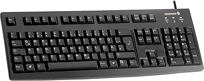 CHERRY G83-6105, Kabelgebundene Tastatur für Industrieanwendungen, Französisches Layout (AZERTY), Abriebfeste Tasten, Leicht zu Reinigen, Schwarz