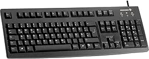 CHERRY G83-6105, French layout, AZERTY keyboard, wired keyboard, pleasantly soft key actuation, compact, durable, recyclable, black