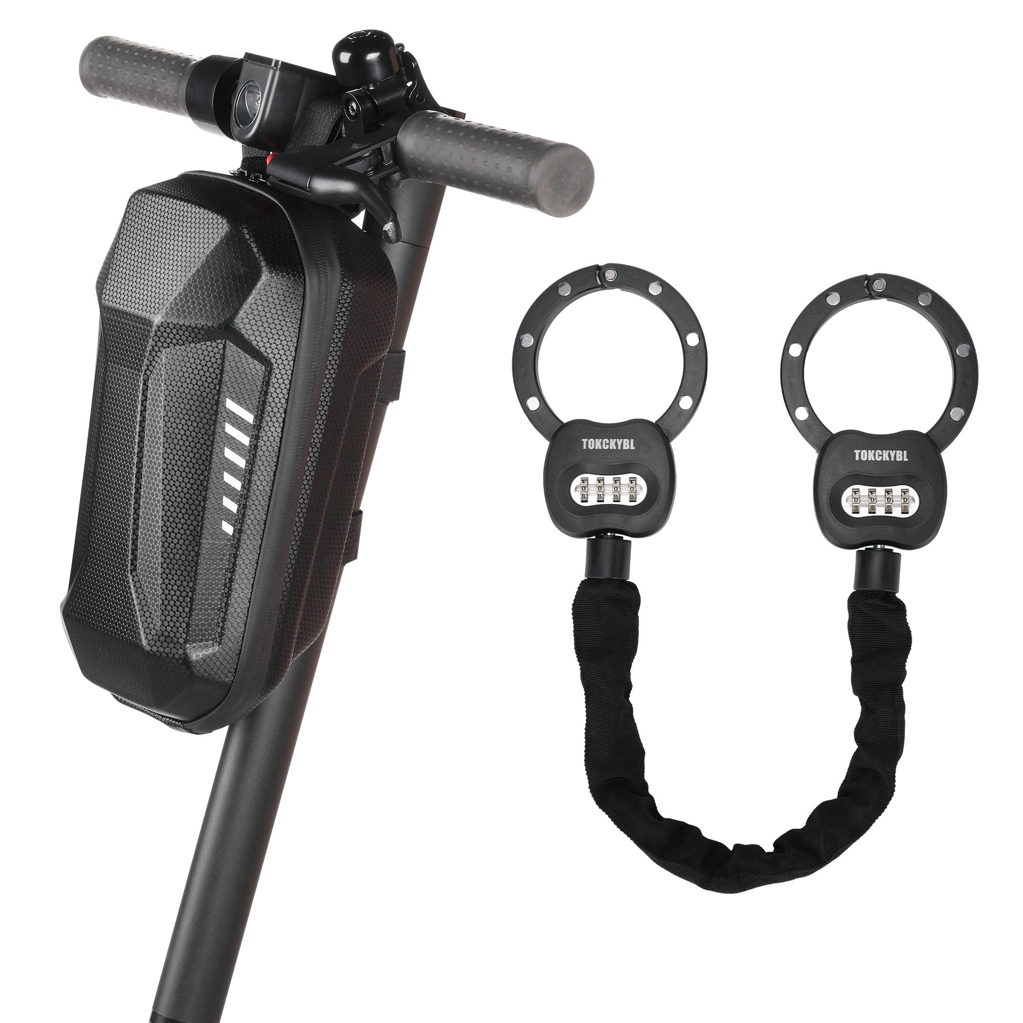 Robustes Rollerschloss – 8 mm Anti-Diebstahl-Kettenschloss mit 3 Schlüsseln, 94 cm wetterfestes Sicherheitsschloss für Elektroroller, Fahrräder, Motorräder, Schwarz, 37 IN