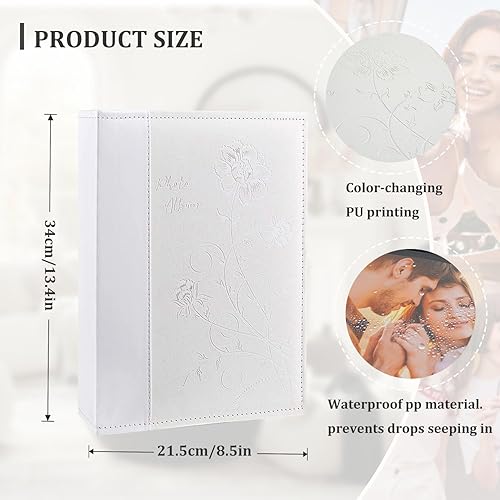 Miniatura 2 de Artmag Álbum de fotos de 4 x 6 pulgadas, 300 fotos, cubierta de cuero de gran capacidad, para bodas, álbumes de fotos familiares con capacidad para