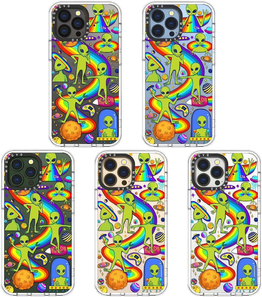 MOSNOVO Compatible with iPhone 13 Pro Max Case, Rainbow Alien Planet [ Buffertech™ Shockproof ] Transparent TPU Bumper Clear Phone Case Cover Designed for iPhone 13 Pro Max 6.7"
