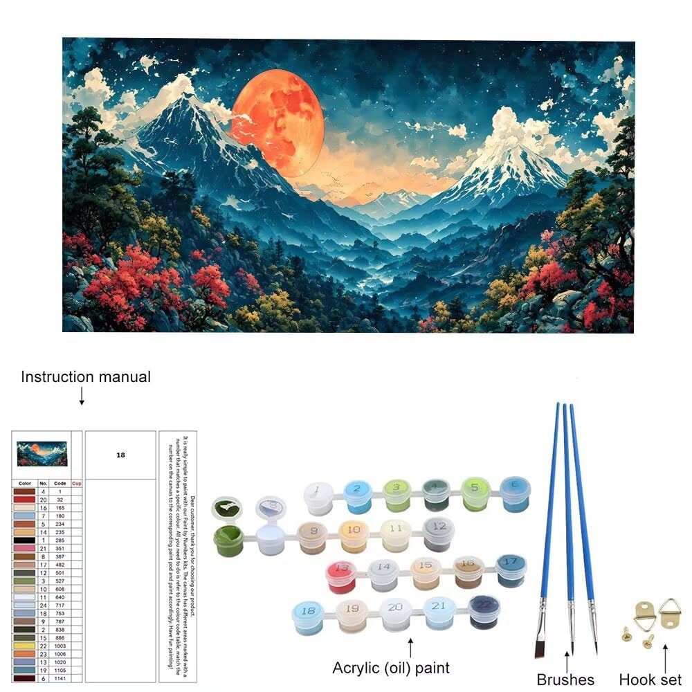 Malen Nach Zahlen Erwachsene xxl, Paint by Numbers Malen Nach Zahlen Landschaft, DIY Geschenk Art mit Pinseln und Acrylfarben Handgemalt Ölgemälde Leinwand für Home Décor, Ohne Rahmen 80x160cm W-702